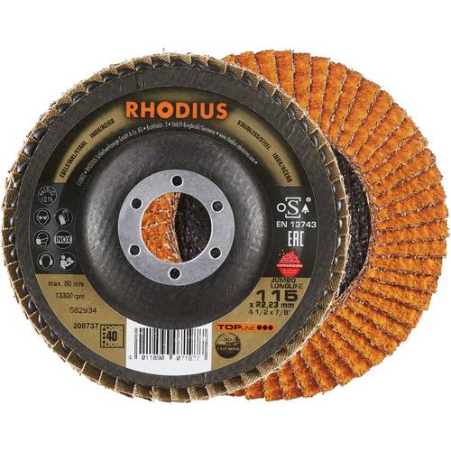 Thumbnail - Rhodius 208737 JUMBO LONGLIFE EXTENDED Fächerschleifscheibe Edelstahl, Stahl 10 St.