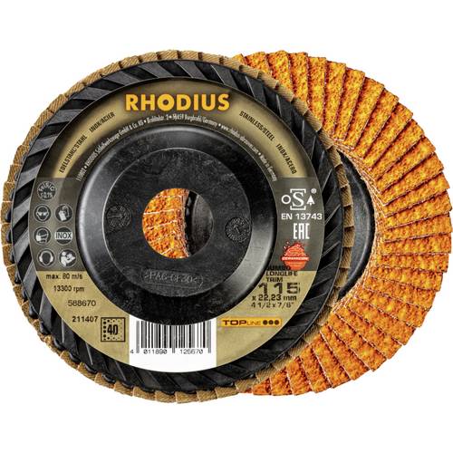 Rhodius 211407 JUMBO LONGLIFE TRIM Fächerschleifscheibe Edelstahl, Stahl 10 St.