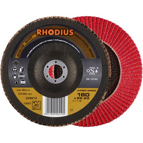 Rhodius 209812 JUMBO SPEED Fächerschleifscheibe Edelstahl, Stahl 10 St.