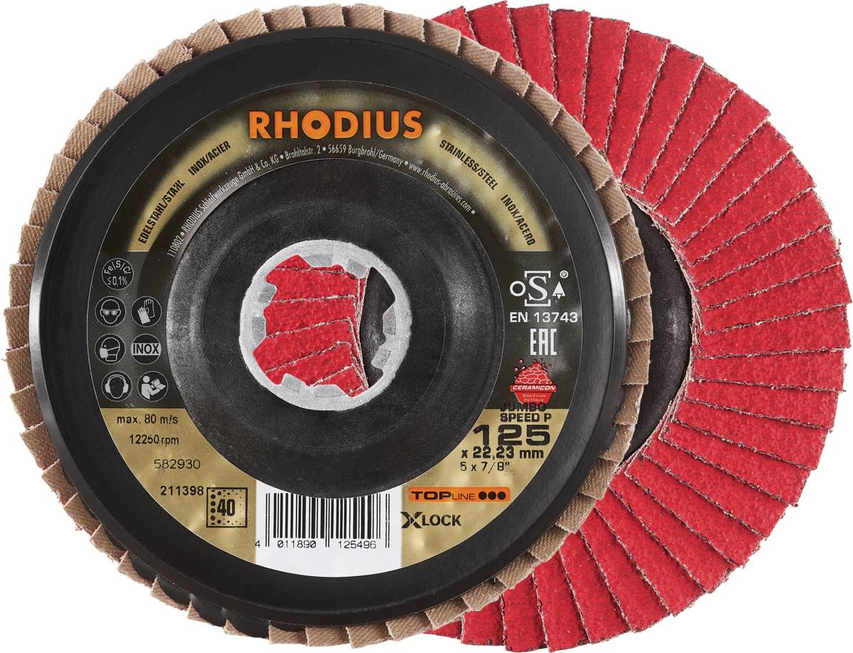 Thumbnail - Rhodius 211398 JUMBO SPEED P X-LOCK Fächerschleifscheibe Edelstahl, Stahl 10 St.