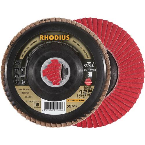 Thumbnail - Rhodius 211400 JUMBO SPEED P X-LOCK Fächerschleifscheibe Edelstahl, Stahl 10 St.