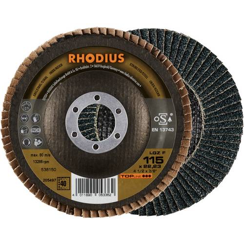 Rhodius 205497 LGZ F Fächerschleifscheibe Edelstahl, Stahl 10 St.