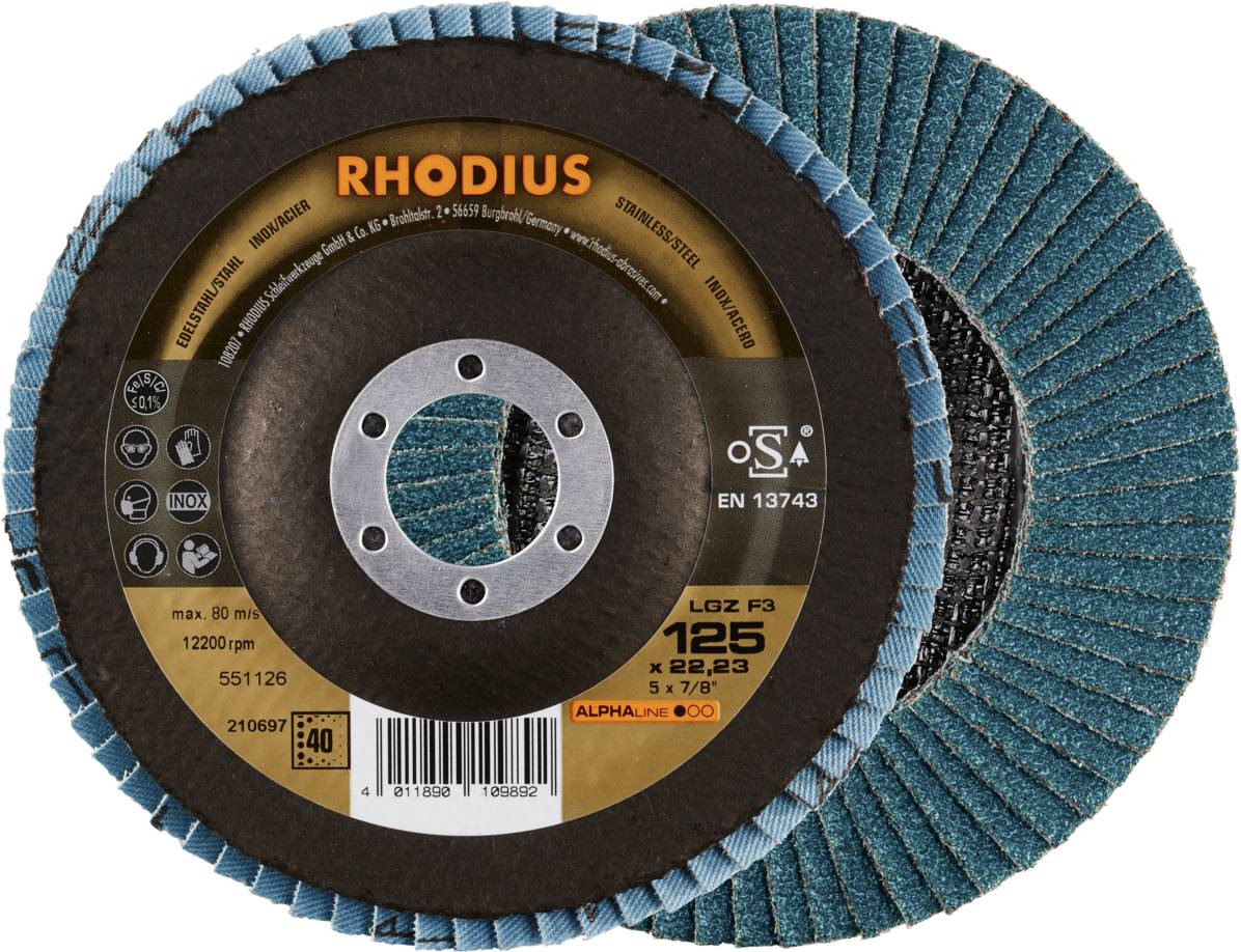 Rhodius 210697 LGZ F3 Fächerschleifscheibe Edelstahl, Stahl 10 St.