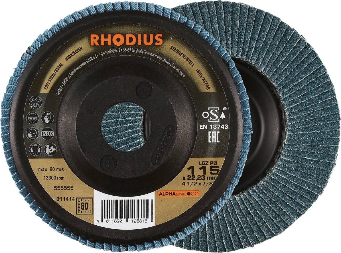 Rhodius 211414 LGZ P3 Fächerschleifscheibe Edelstahl, Stahl 10 St.