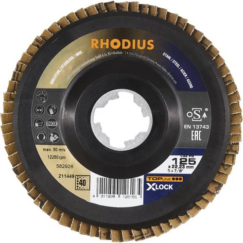 Rhodius 211449 LGZ PB X-LOCK Fächerschleifscheibe Edelstahl, Stahl 10 St.