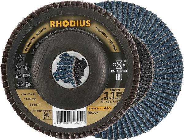 Rhodius 211389 LSZ F1 X-LOCK Fächerschleifscheibe   Körnung (num) 40 Edelstahl, Stahl 10 St.