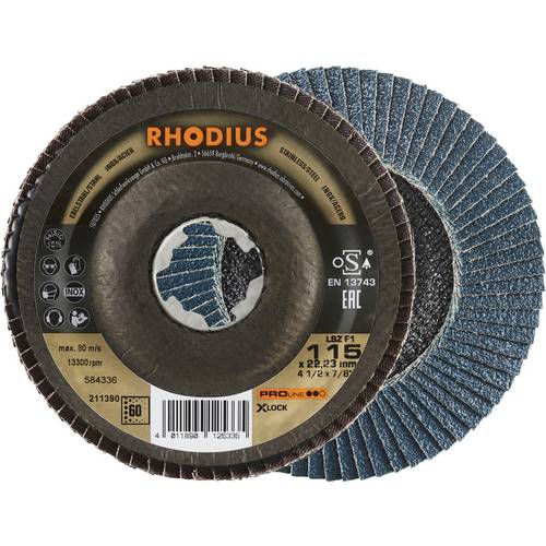 Rhodius 211390 LSZ F1 X-LOCK Fächerschleifscheibe Edelstahl, Stahl 10 St.