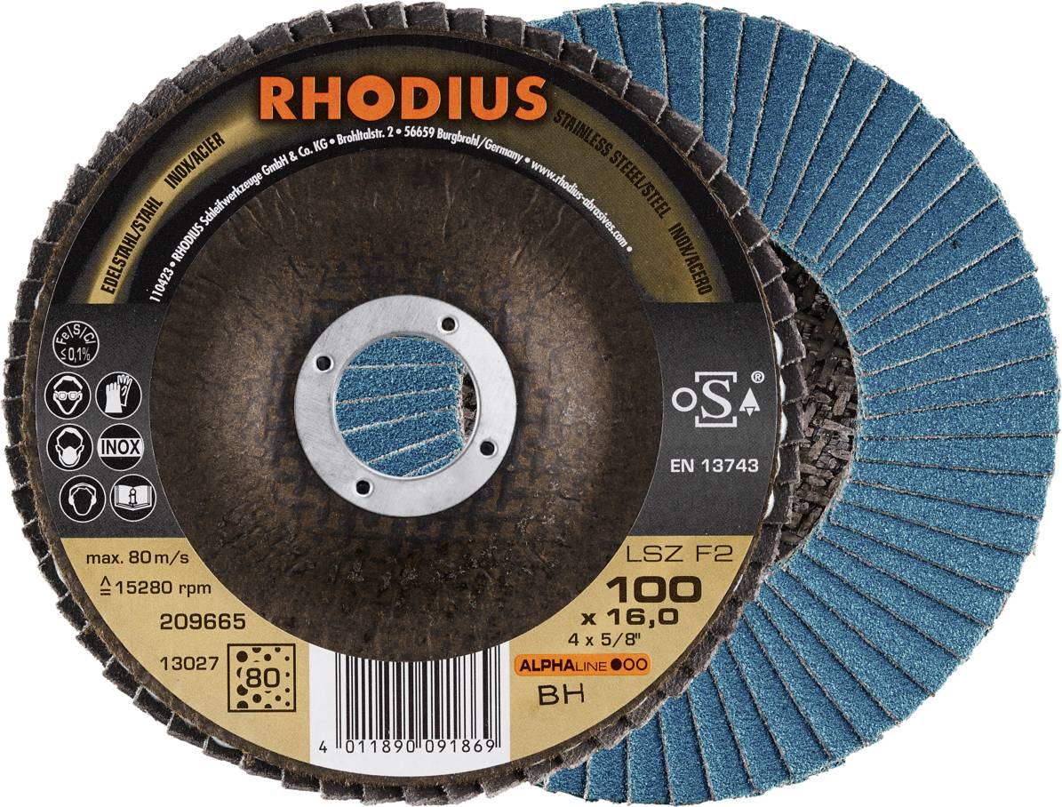 Rhodius 209665 LSZ F2 Fächerschleifscheibe Edelstahl, Stahl 10 St.