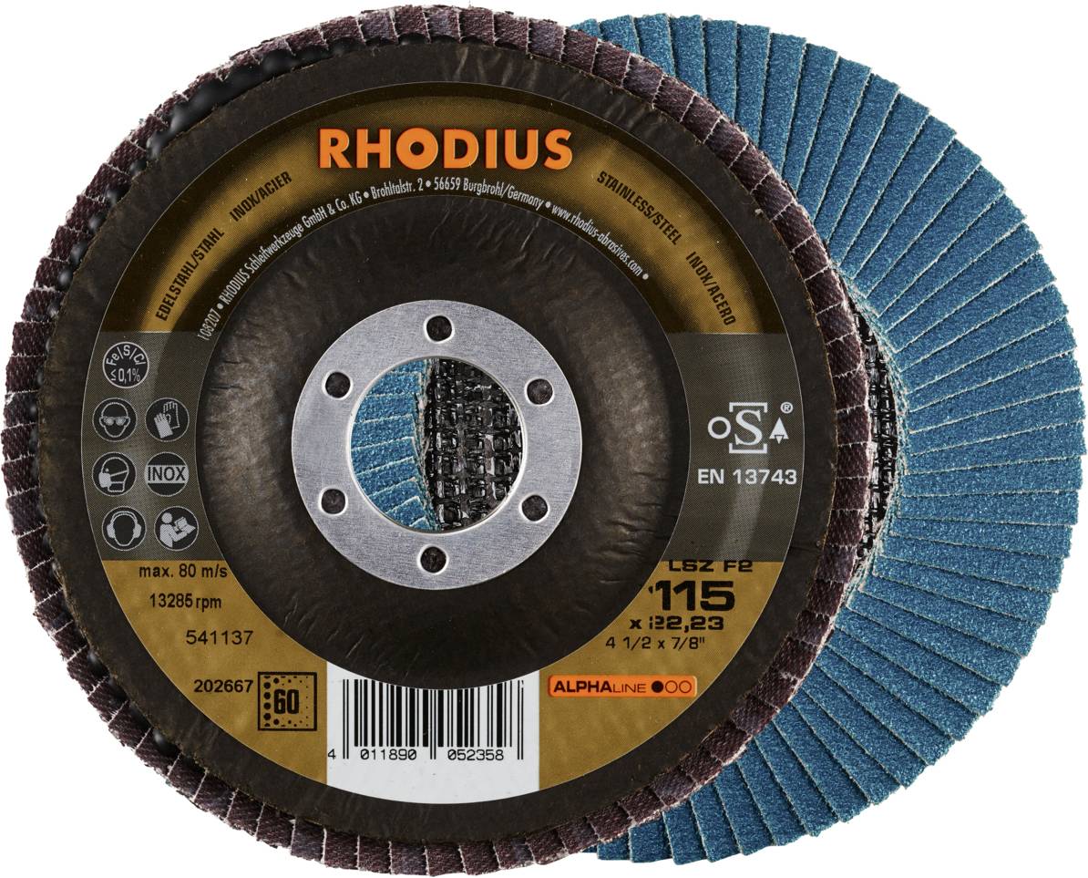 Thumbnail - Rhodius 202667 LSZ F2 Fächerschleifscheibe Edelstahl, Stahl 10 St.