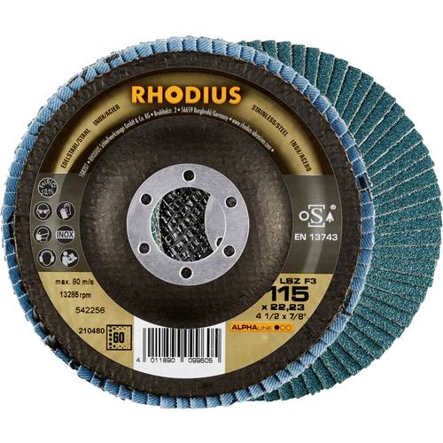 Rhodius 212045 LSZ F3 Fächerschleifscheibe Körnung (num) 60 Edelstahl, Stahl 10 St.
