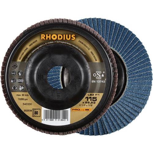 Rhodius 202539 LSZ P1 Fächerschleifscheibe Edelstahl, Stahl 10 St.