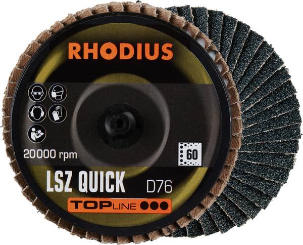 Rhodius 303935 LSZ QUICK Fächerschleifscheibe   Körnung (num) 60 Edelstahl, Stahl, NE-Metalle 10 St.