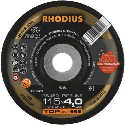 Thumbnail - Rhodius 212086 RS480 PIPELINE Schruppscheibe Edelstahl, Stahl 25 St.