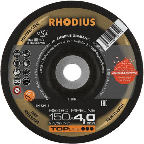 Rhodius 212085 RS480 PIPELINE Schruppscheibe Edelstahl, Stahl 10 St.