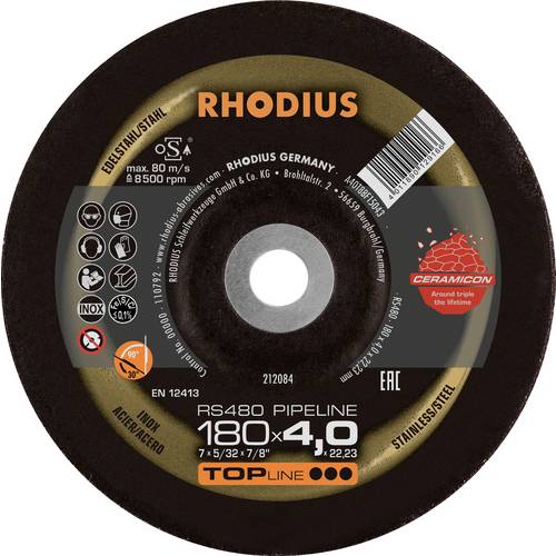 Rhodius 212084 RS480 PIPELINE Schruppscheibe Edelstahl, Stahl 10 St.