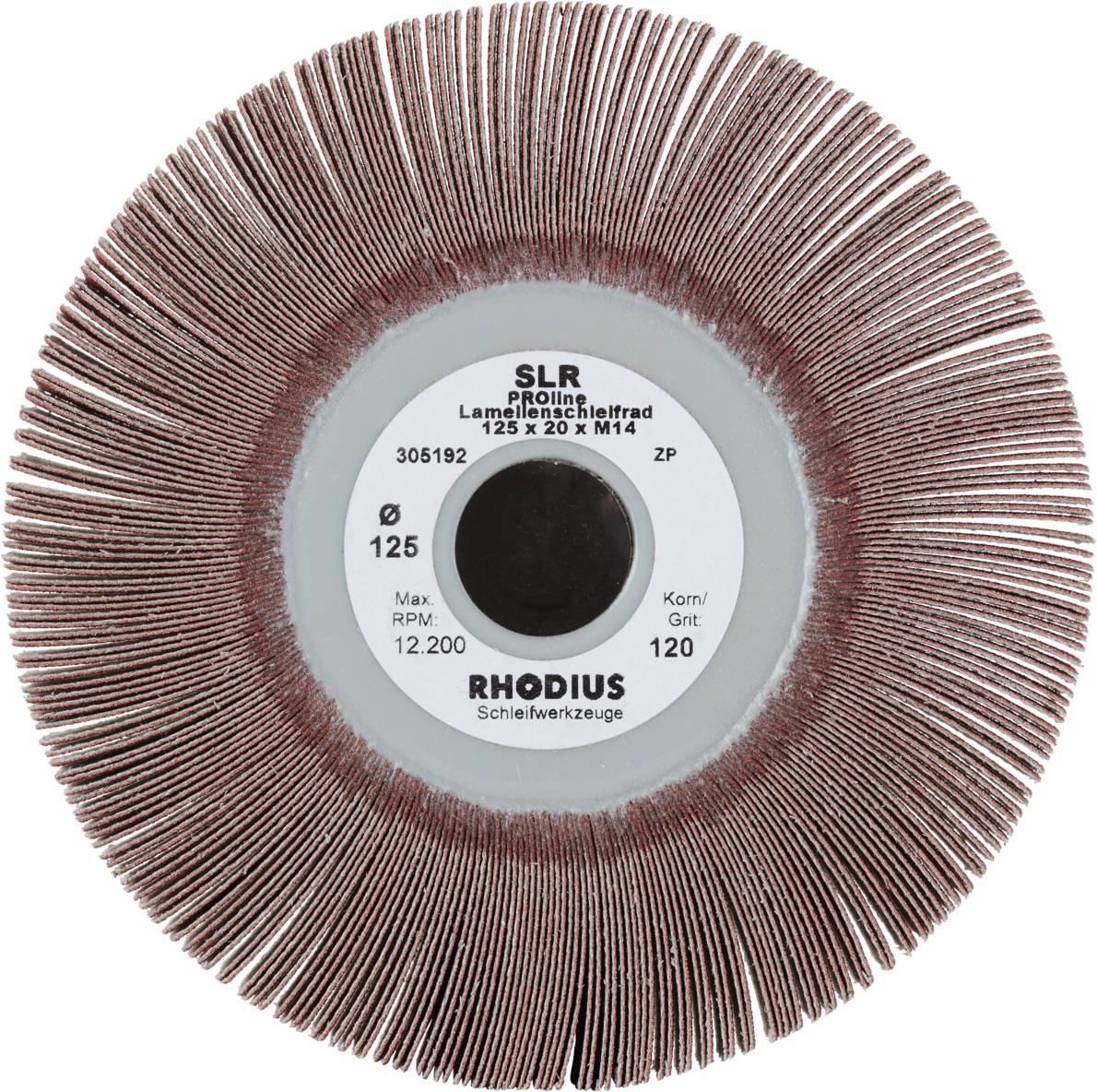 Rhodius 305192 RHODIUS SLR, 5 Stück Fächerschleifer 125 x 20,0 x M14, Korn 120, PROline, Made in Germany, für Edelstahl,...