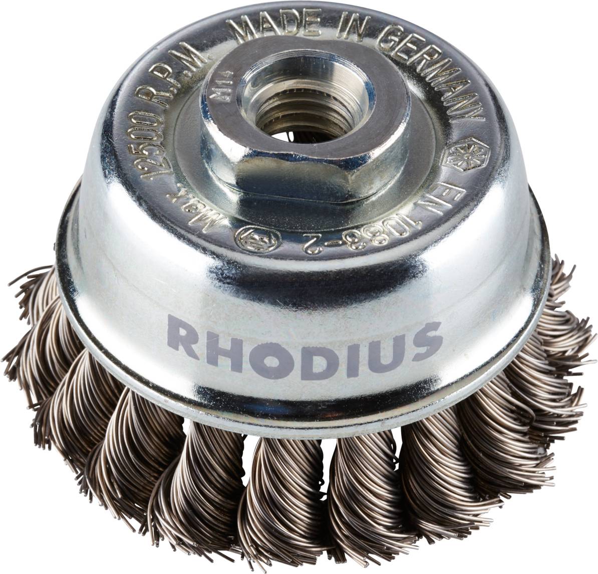 Rhodius RHODIUS STBZ S, 10 Stück Topfbürste 65 x 20 x M14, gezopft, PROline, Made in Germany, für Stahl STBZ S 353148 10...