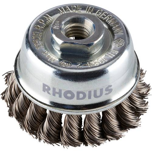 Rhodius RHODIUS STBZ S, 10 Stück Topfbürste 65 x 20 x M14, gezopft, PROline, Made in Germany, für Stahl STBZ S 353148 10...