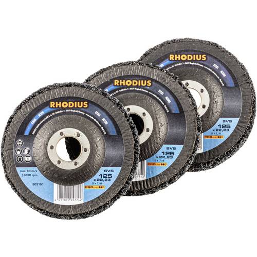 Rhodius 211316 RHODIUS SVS PACK, 3 Stück Reinigungsvlies 125 x 22,23 mm, gekröpft, PROline, Made in Germany, für Stahl, ...