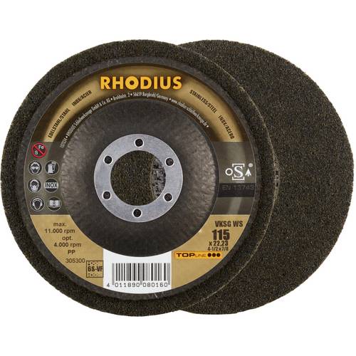 Thumbnail - Rhodius 305300 RHODIUS VKSG WS, 2 Stück Vlieskompaktscheibe 115 x 22,23 mm, gerade, 6S-very fine, TOPline, Made in Germa...