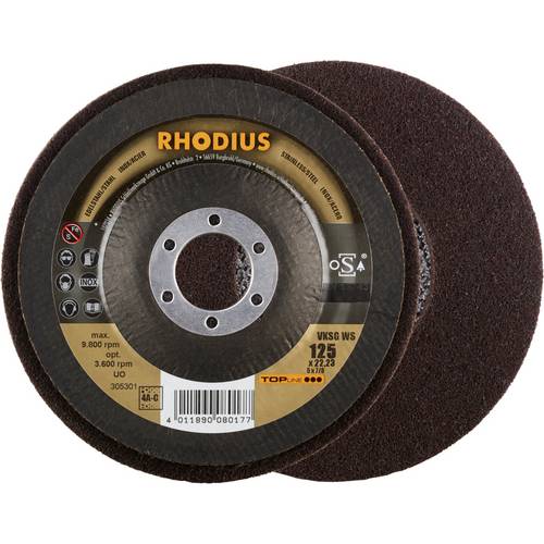 Rhodius 305301 RHODIUS VKSG WS, 2 Stück Vlieskompaktscheibe 125 x 22,23 mm, gerade, 4A-coarse, TOPline, Made in Germany,...