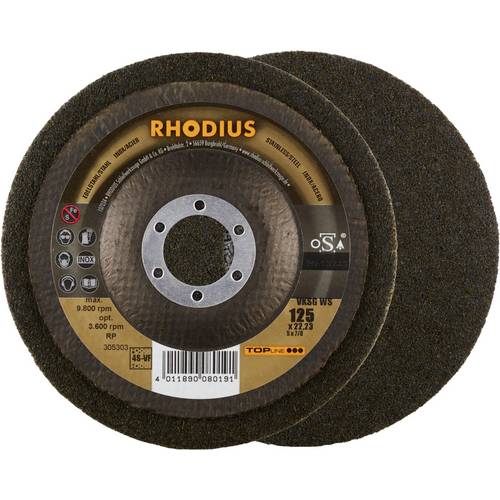 Rhodius 305303 RHODIUS VKSG WS, 2 Stück Vlieskompaktscheibe 125 x 22,23 mm, gerade, 4S-very fine, TOPline, Made in Germa...