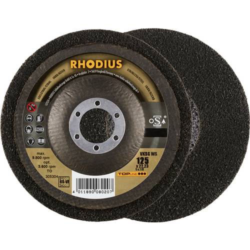 Thumbnail - Rhodius 305304 RHODIUS VKSG WS, 2 Stück Vlieskompaktscheibe 125 x 22,23 mm, gerade, 6S-very fine, TOPline, Made in Germa...