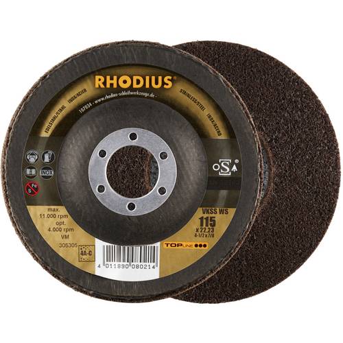 Rhodius 305305 RHODIUS VKSS WS, 2 Stück Vlieskompaktscheibe 115 x 22,23 mm, schräg, 4A-coarse, TOPline, Made in Germany,...