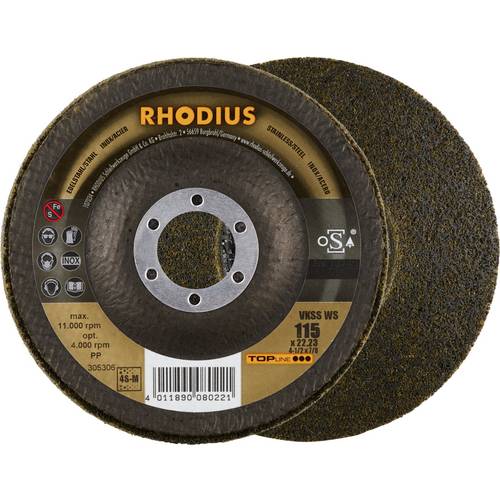 Rhodius 305306 RHODIUS VKSS WS, 2 Stück Vlieskompaktscheibe 115 x 22,23 mm, schräg, 4S-medium, TOPline, Made in Germany,...