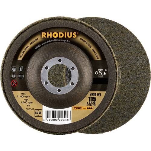 Rhodius 305307 RHODIUS VKSS WS, 2 Stück Vlieskompaktscheibe 115 x 22,23 mm, schräg, 4S-very fine, TOPline, Made in Germa...