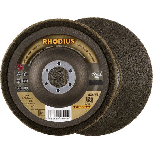 Rhodius 305309 RHODIUS VKSS WS, 2 Stück Vlieskompaktscheibe 125 x 22,23 mm, schräg, 4A-coarse, TOPline, Made in Germany,...