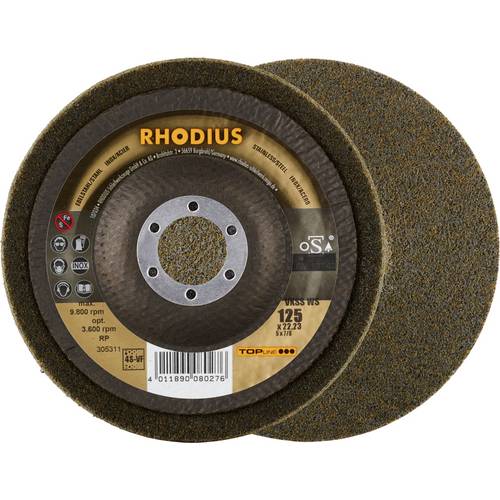 Rhodius 305311 RHODIUS VKSS WS, 2 Stück Vlieskompaktscheibe 125 x 22,23 mm, schräg, 4S-very fine, TOPline, Made in Germa...