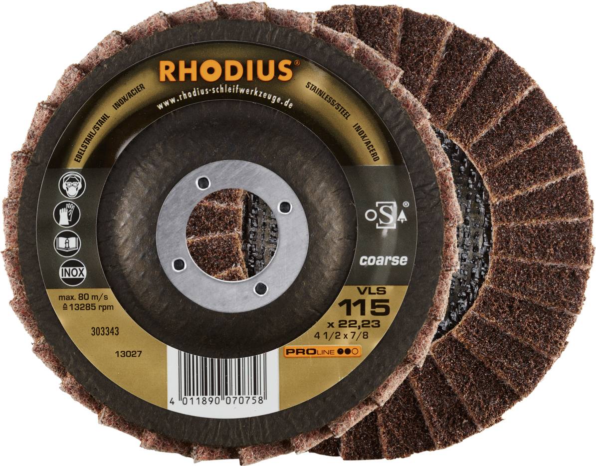 Rhodius 303343 VLS Fächerschleifscheibe Edelstahl, Stahl, NE-Metalle 10 St.