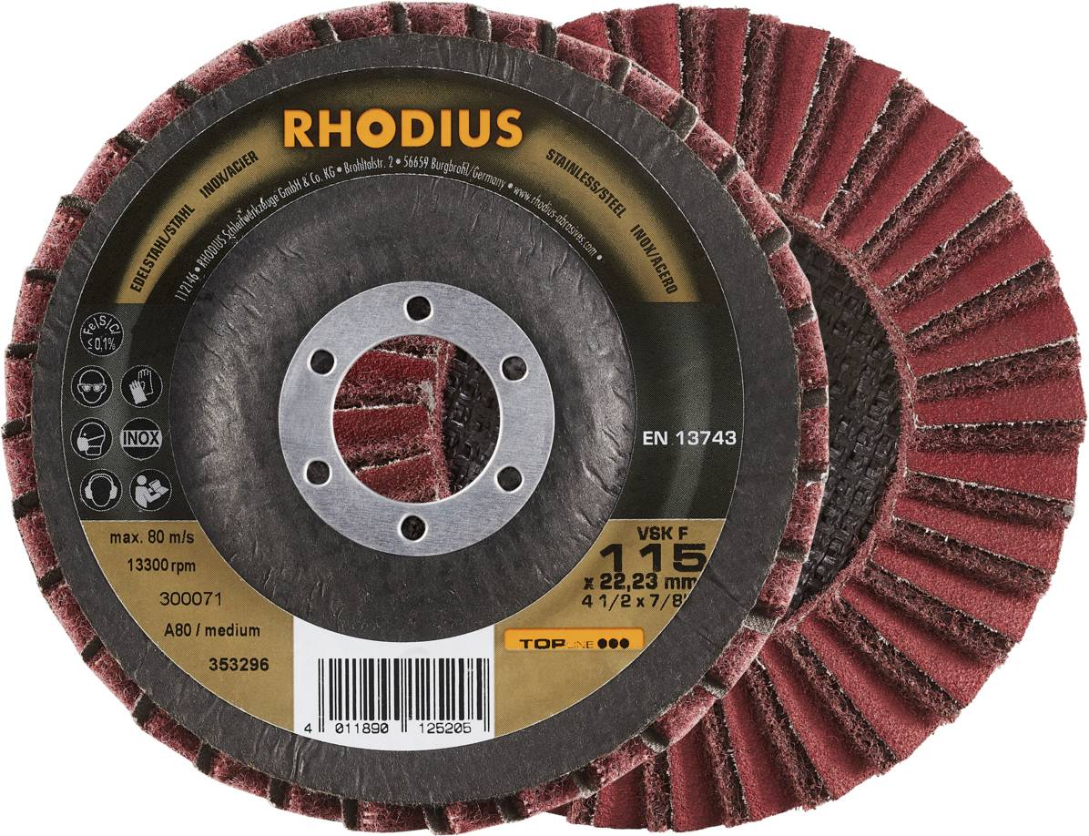 Rhodius 353296 VSK F Fächerschleifscheibe Edelstahl, Stahl 10 St.