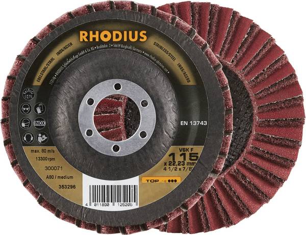 Rhodius 353296 VSK F Fächerschleifscheibe    Edelstahl, Stahl 10 St.