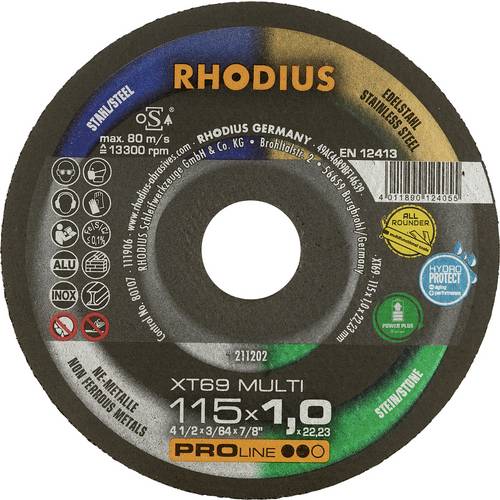 Rhodius XT69 MULTI 211707 Trennscheibe 50 St. Fliesen, Keramik, NE-Metalle, Stein, Stahl, Edelstahl