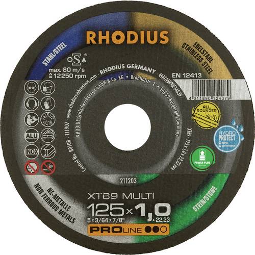 Rhodius XT69 MULTI 211566 Trennscheibe 25 St. Fliesen, Keramik, NE-Metalle, Stein, Stahl, Edelstahl
