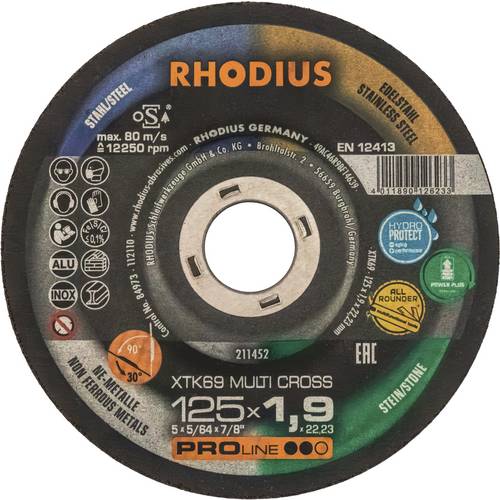 Rhodius XTK69 MULTI CROSS 211452 Trennscheibe 25 St. Fliesen, Keramik, NE-Metalle, Stein, Stahl, Edelstahl, Guss, Holz, ...