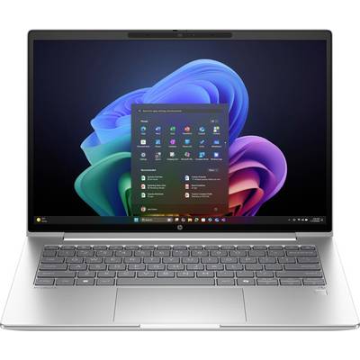 Ein Laptop mit geöffnetem Startmenü von Windows 11, auf dem Display bunte Grafiken. Die Tastatur ist gut sichtbar.