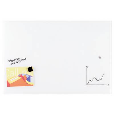 Ein weißes Board mit einer kleinen Skizze eines Aufwärtstrends in der unteren rechten Ecke und einer Notiz mit "Please call +45 76 34 7500" auf der linken Seite.