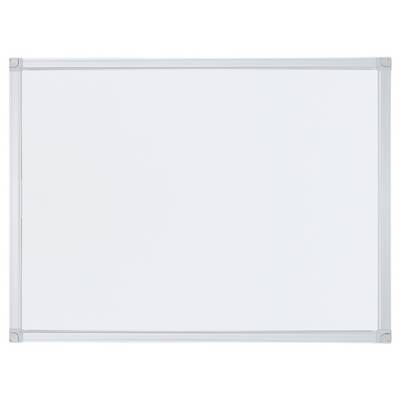 Ein leeres Whiteboard mit silbernem Rahmen, geeignet zum Schreiben oder Zeichnen in Unterrichts- und Büroumgebungen.