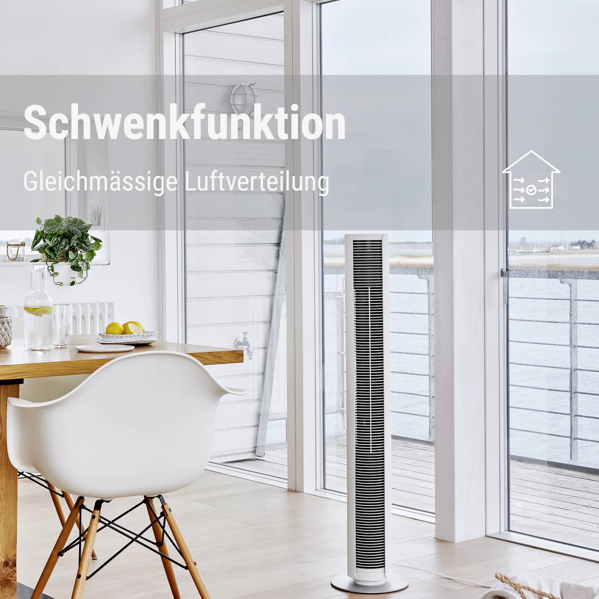 Stadler Form Peter weiss Turmventilator 60 W (Ø x H) 24 cm x 110 cm Dimmbar, mit Fernbedienung, Timer, Schwenkbar-11