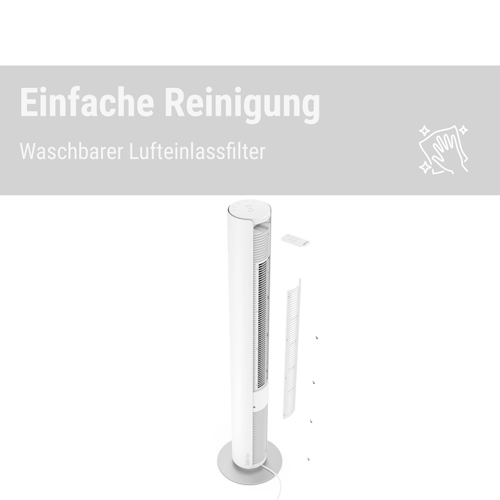 Stadler Form Peter weiss Turmventilator 60 W (Ø x H) 24 cm x 110 cm Dimmbar, mit Fernbedienung, Timer, Schwenkbar-13