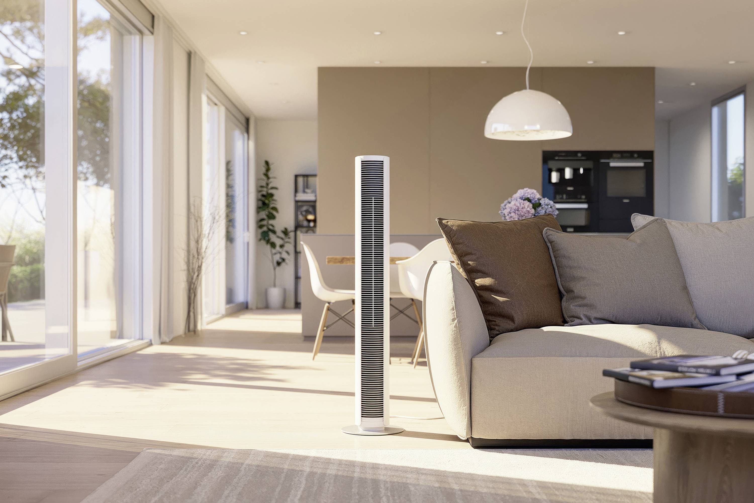 Stadler Form Peter weiss Turmventilator 60 W (Ø x H) 24 cm x 110 cm Dimmbar, mit Fernbedienung, Timer, Schwenkbar-7