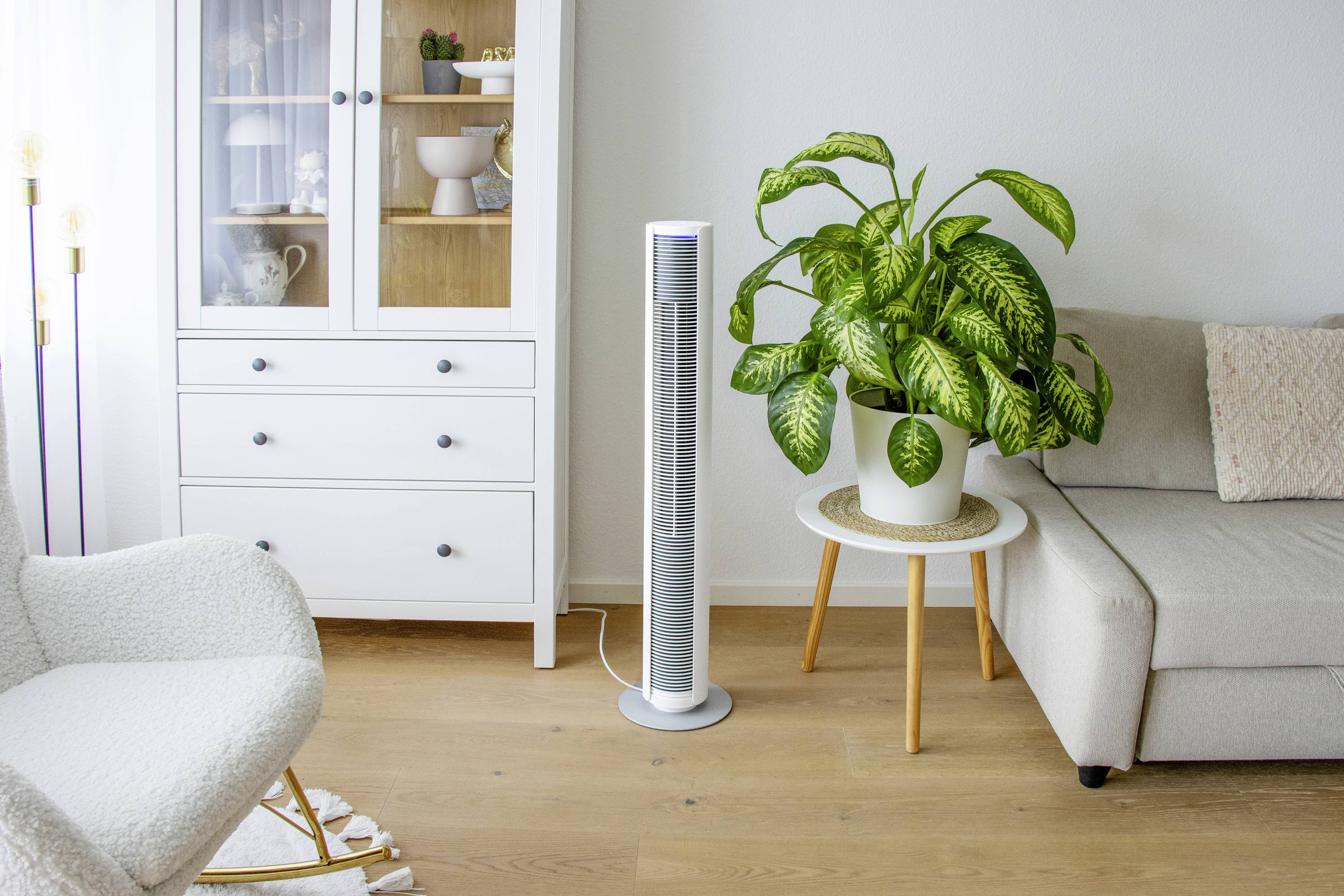 Stadler Form Peter weiss Turmventilator 60 W (Ø x H) 24 cm x 110 cm Dimmbar, mit Fernbedienung, Timer, Schwenkbar-8