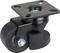 Schwarzes Lenkrolle mit Montageplatte, Rad und Befestigungsmaterial. Geeignet für Möbel oder transportable Geräte.