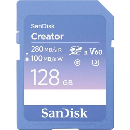 SanDisk Creator SDXC-Karte Retail 128 GB Class 10, v60 Video Speed Class, UHS-II U3 Schreibschutzschalter