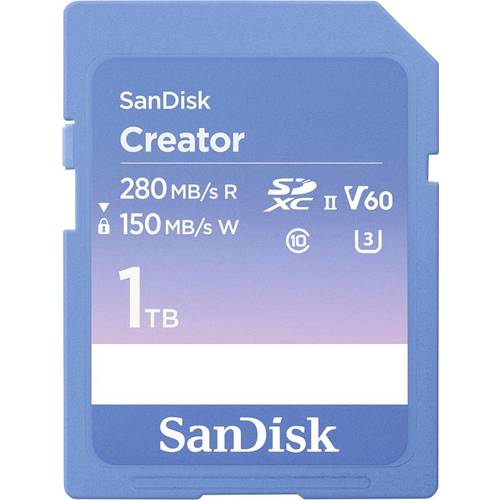 Thumbnail - SanDisk Creator SDXC-Karte Retail 1 TB Class 10, v60 Video Speed Class, UHS-II U3 Schreibschutzschalter