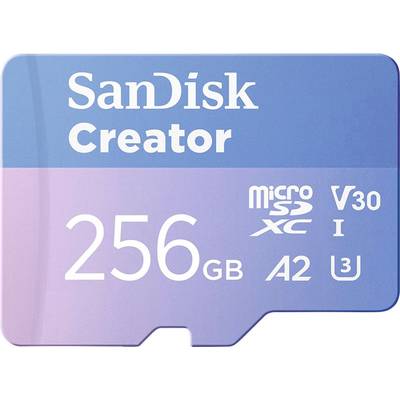 'SanDisk Creator microSD-Karte, 256 GB, V30, A2, U3, geeignet für High-Speed-Datenübertragung und Hochleistungsgeräte.'