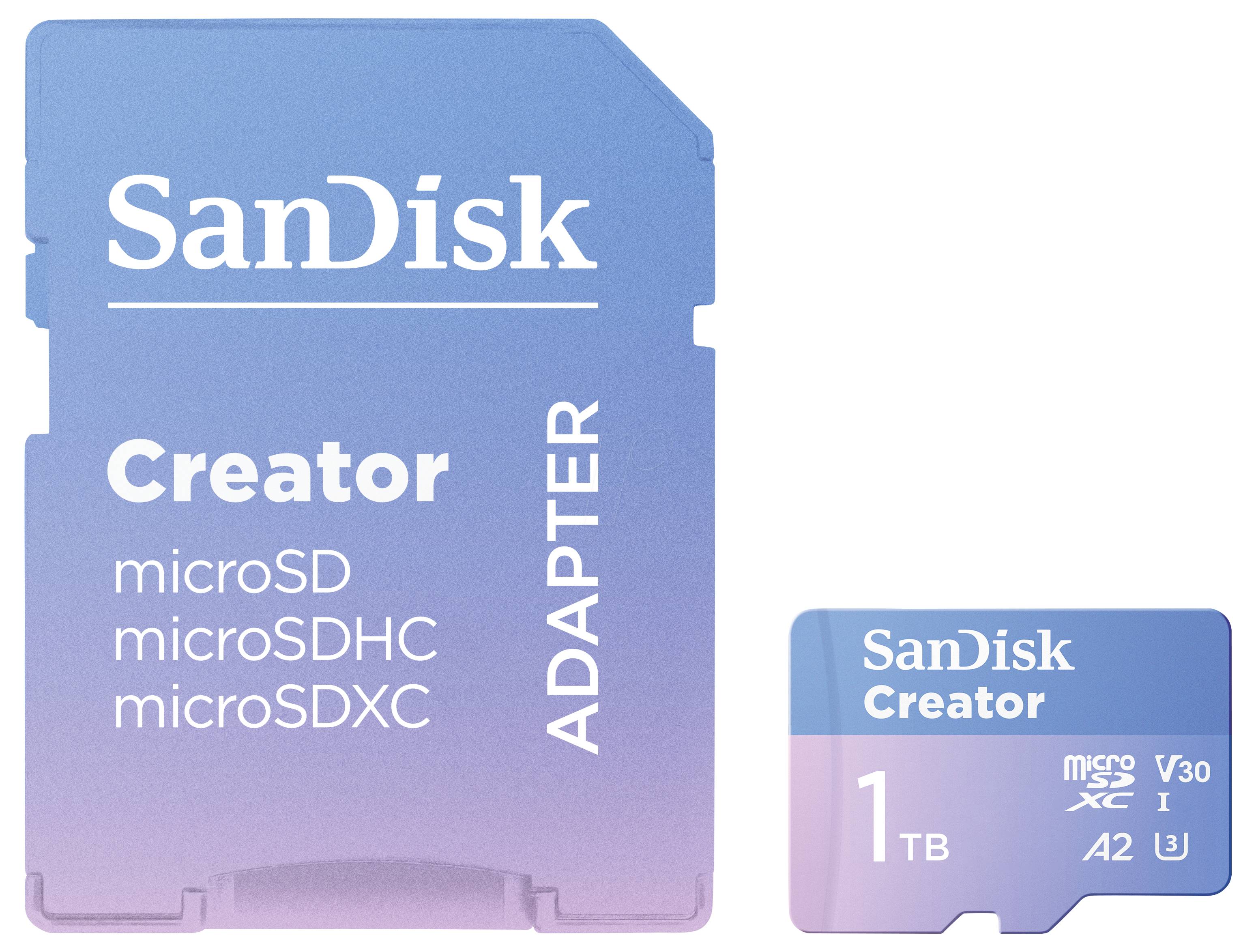 SanDisk Creator Adapter und 1 TB microSD-Karte. Geeignet für microSD, microSDHC, microSDXC.  Ideal für Speicherausbau.
